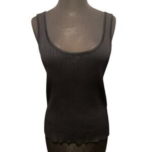 Ellen Tracy Linda Allard Black Knit 100% Silk Sleeveless Vintage Top Sz S/M